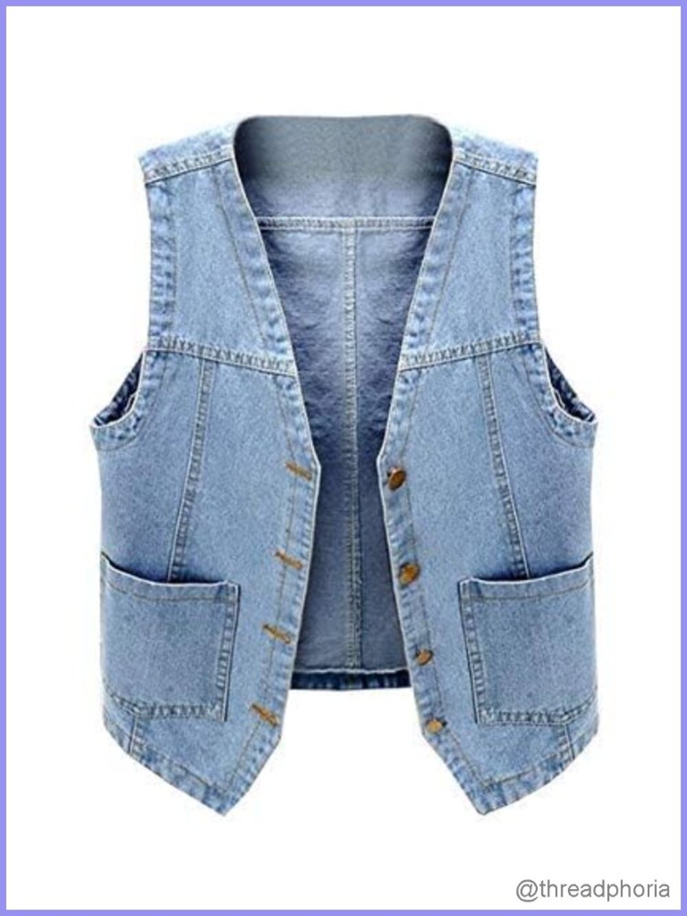 Womens Denim Vest V Neck Sleeveless Button